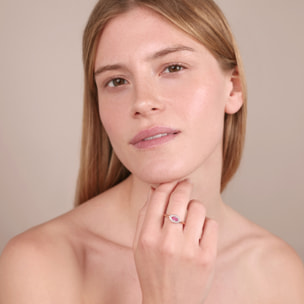 Anello Solitario Marquise con Cubic Zirconia Rosa