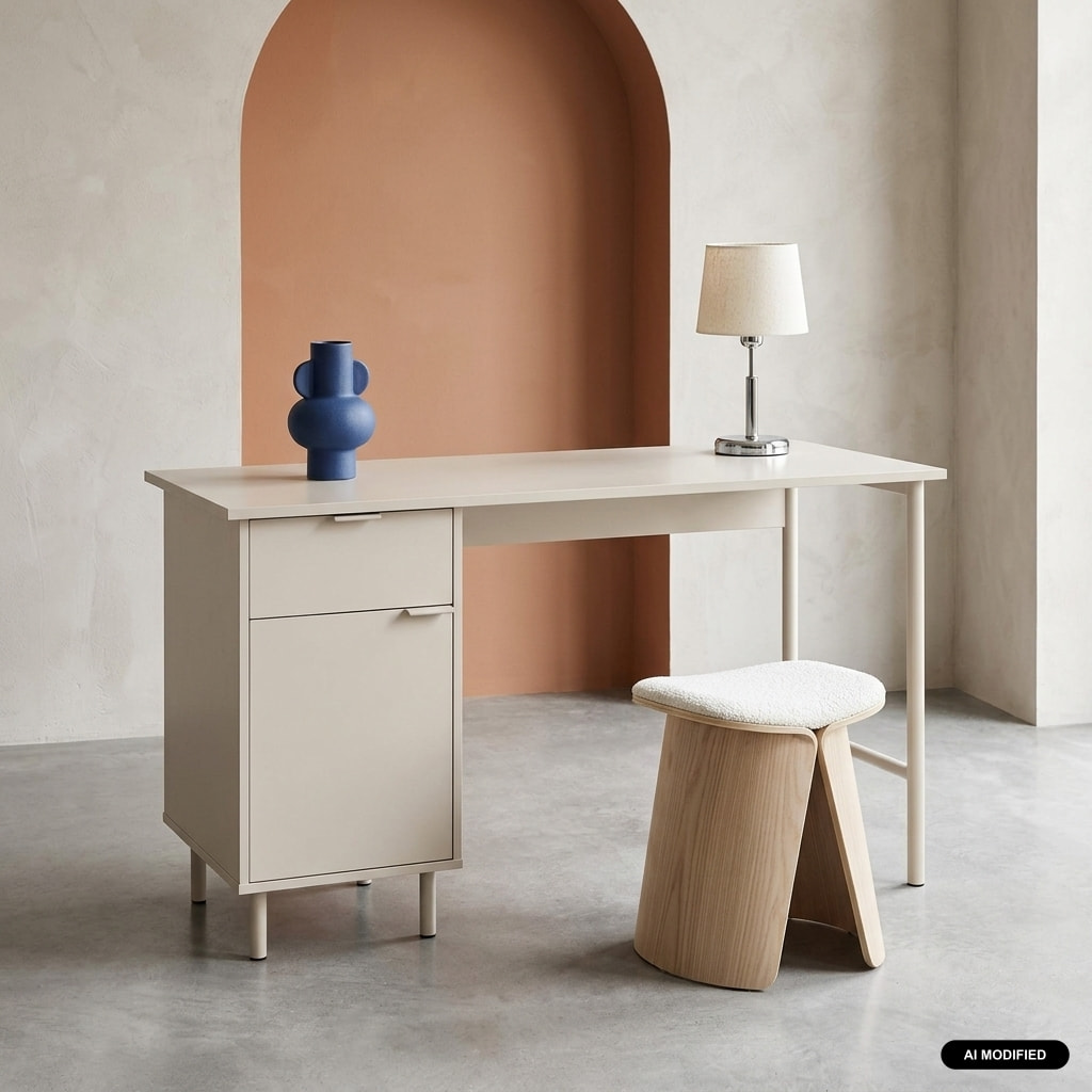 Bureau décor bois et métal 1 tiroir 1 porte ELLIE