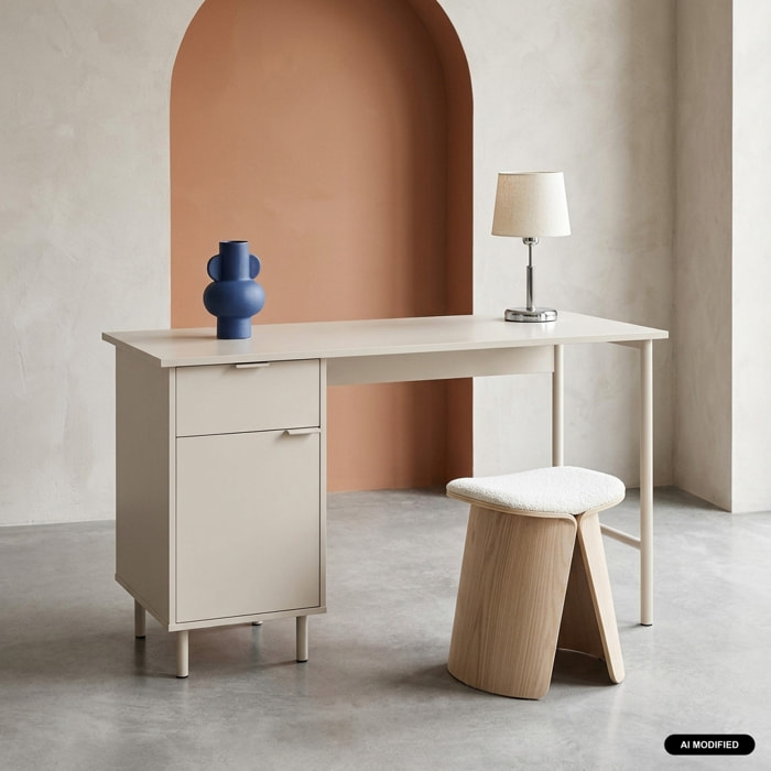 Bureau décor bois et métal 1 tiroir 1 porte ELLIE
