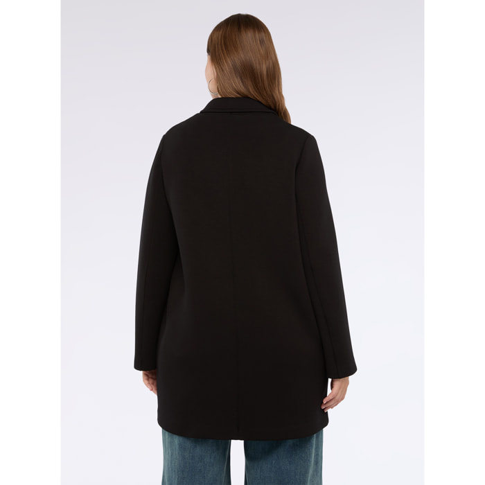 Fiorella Rubino - Cappotto in scuba dalla linea essenziale - Nero