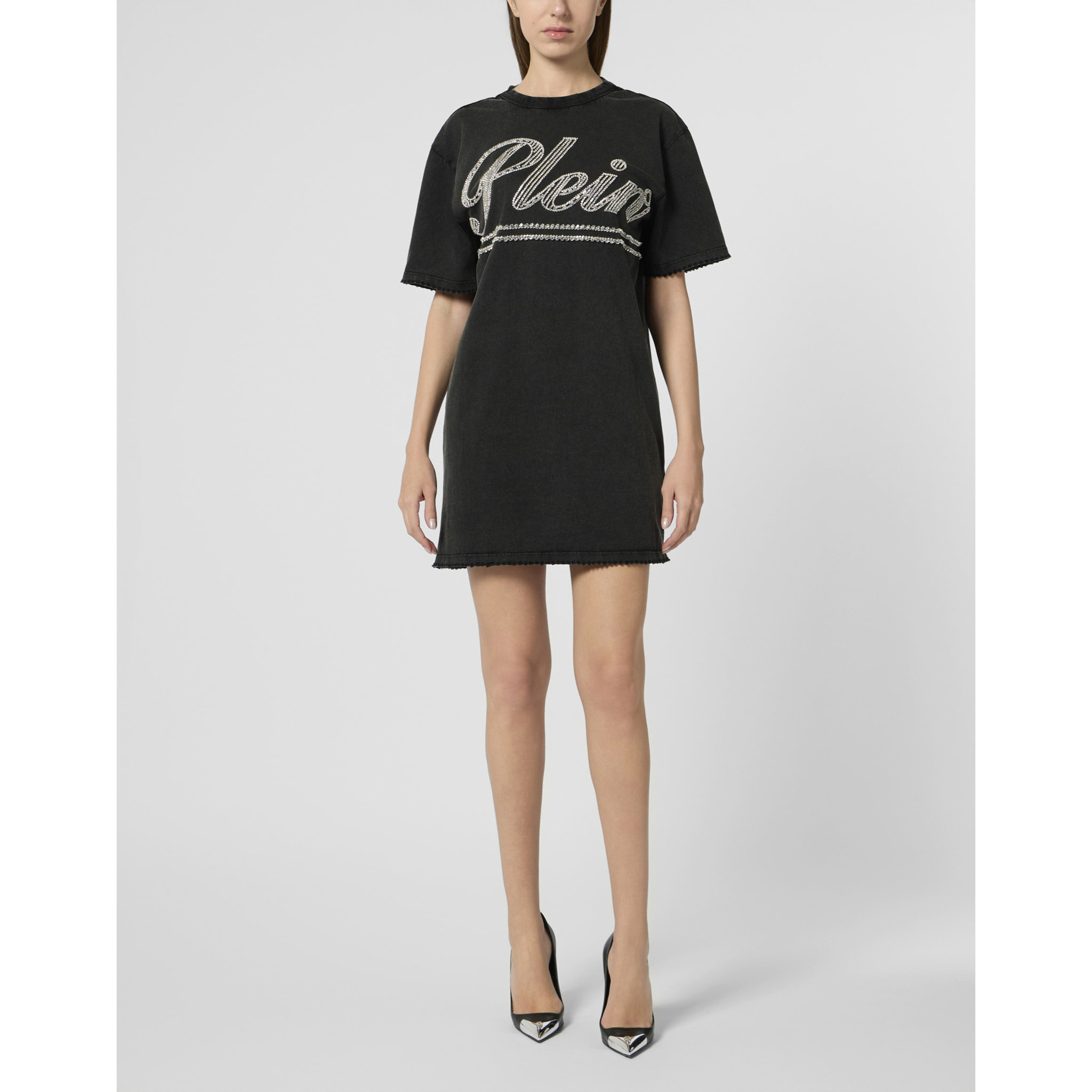 PHILIPP PLEIN Open Back T-Shirt Dress Strass Signature