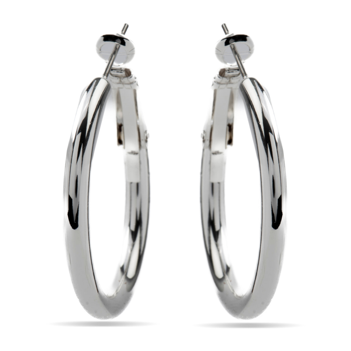 Pendientes de 30mm de diámetro acabados en rodio