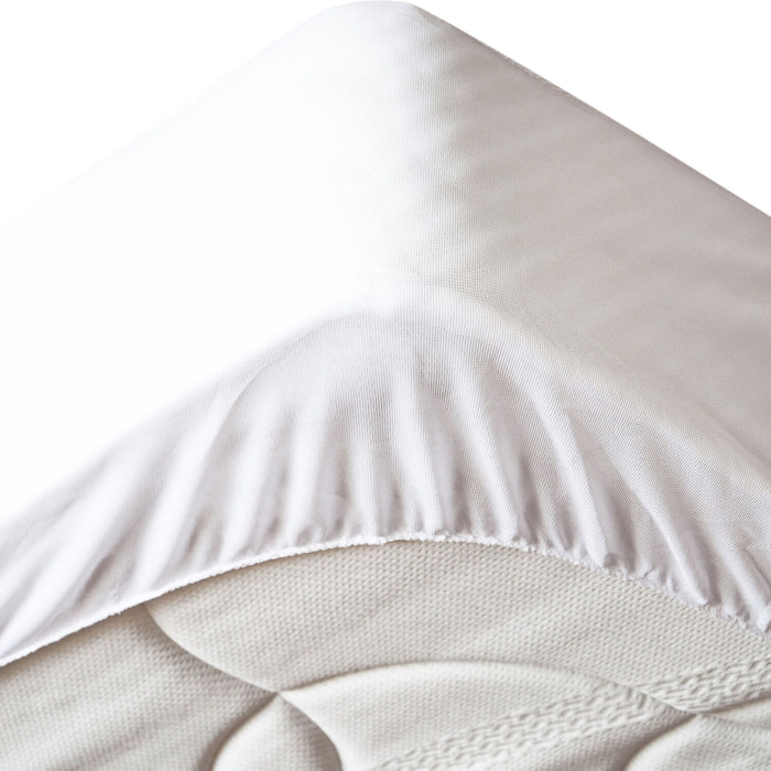 Protege matelas 100% polyester 205gsm matelasse / respirant blanc