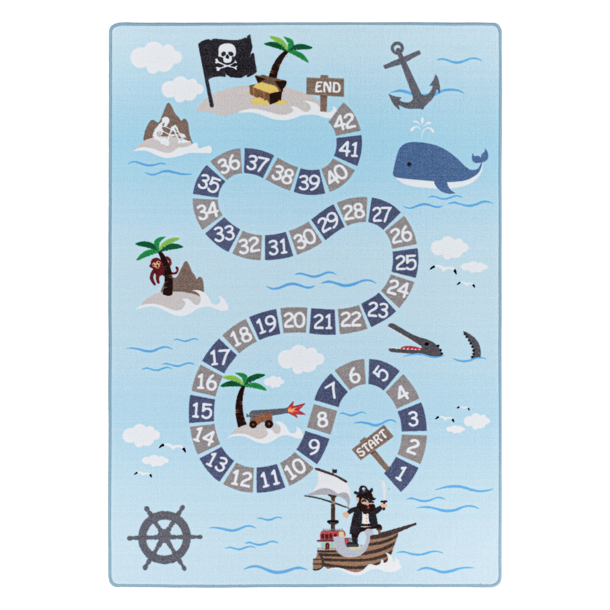 PLAY - Tapis enfant jeu de l'oie pirate bleu - PLA2908BLE
