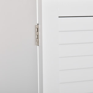 Armoire haute murale salle de bain ou WC - placard 2 portes persiennes avec étagère - porte-serviette - MDF blanc