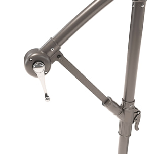 Ombrellone 3x3 M Decentrato Retrattile Braccio Rotabile Chiusura Manovella Giardino Piscina In Acciaio Inossidabile Telo 180 g/m2 Impermeabile Grigio