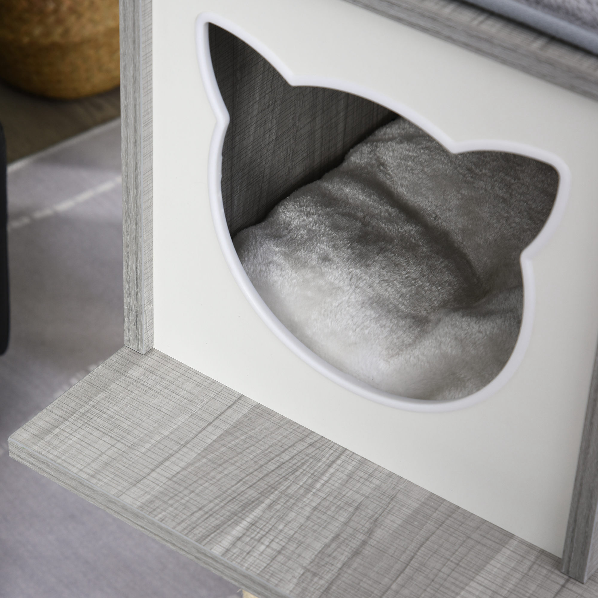 Árbol Rascador de Gatos de Felpa y Sisal 61x49x160,5 cm Gris