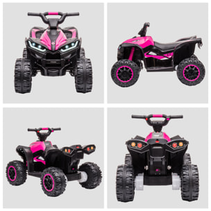 Quad Eléctrico para Niños 12V, Quad para Niños de 3-5 Años, con 2 Motores, Velocidad Ajustable 3-6km/h, Faros, Bocina, Música, USB, Avance y Retroceso, Rosa