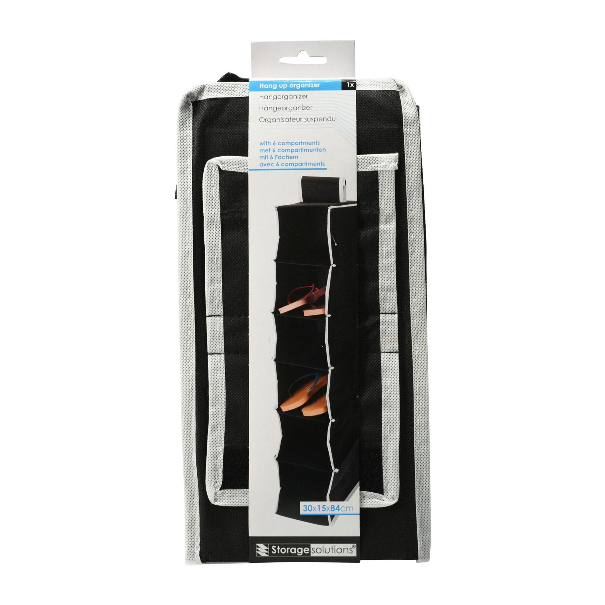 Well home organizador colgante de almacenamiento con 6 compartimentos 15x30xh84cm negro con ribetes blancos