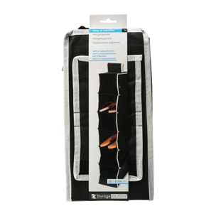 Well home organizador colgante de almacenamiento con 6 compartimentos 15x30xh84cm negro con ribetes blancos