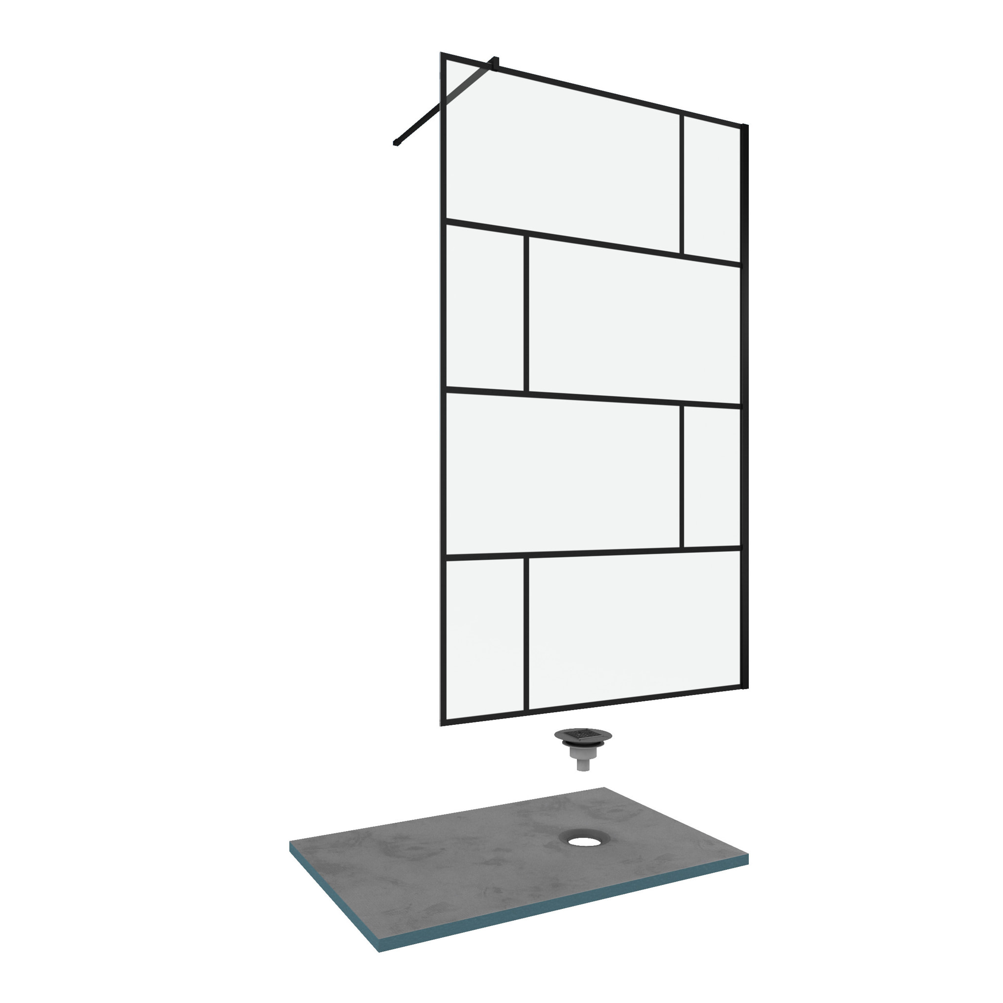 Pack Paroi de douche 100x195 cm + RECEVEUR A CARRELER DECOUPABLE 90X140 - BONDE HORIZONATLE