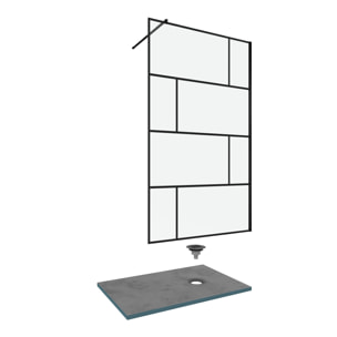 Pack Paroi de douche 100x195 cm + RECEVEUR A CARRELER DECOUPABLE 90X140 - BONDE HORIZONATLE