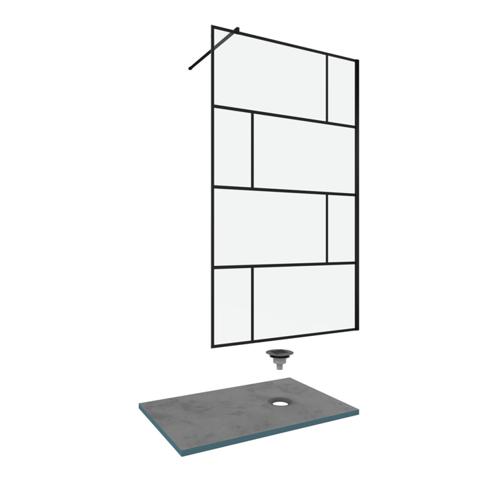 Pack Paroi de douche 100x195 cm + RECEVEUR A CARRELER DECOUPABLE 90X140 - BONDE HORIZONATLE