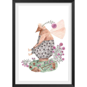 Affiche enfant la fée ourse  Affiche + cadre en bois - Noir