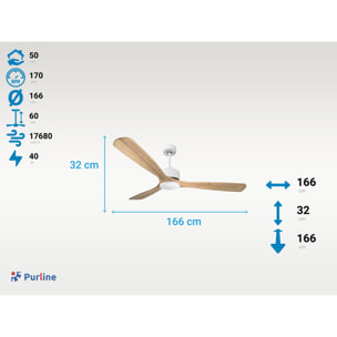 Ventilateur de plafond Réversible  Thermostat Wifi Moteur à courant continu Toits en pente Télécommande Hypersilence Mémoire Shopify Vendible (AUTOMATIQUE) 40   W Blanc