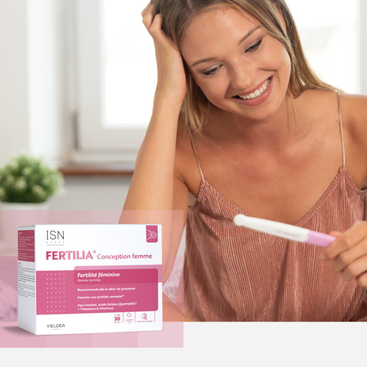 ISN - Fertilia® Conception Femme - Complément alimentaire à base de Myo-inositol, Acide Folique, Iode et antioxydants - Favorise une fertilité normale chez la femme - Cure 30 jours