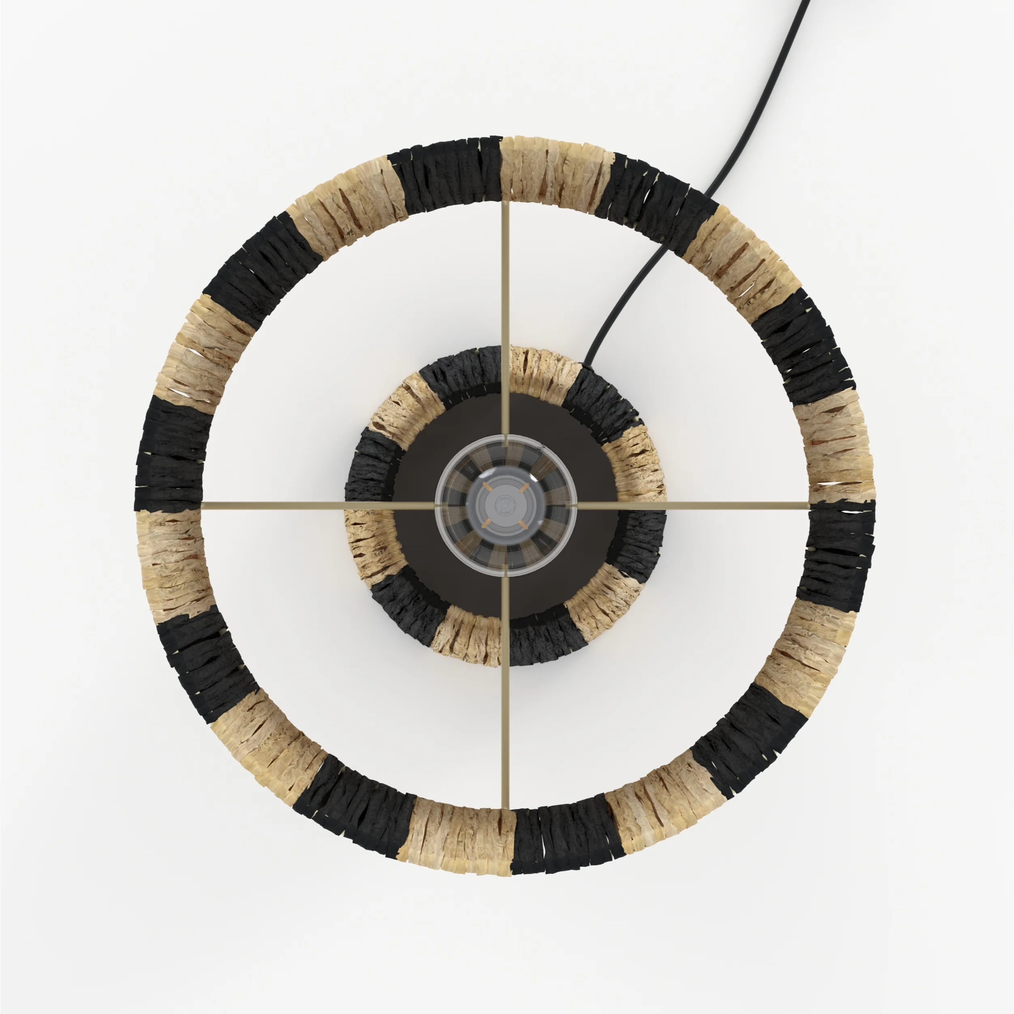 Lampe rayée noire en feuille de palmier - Soléa