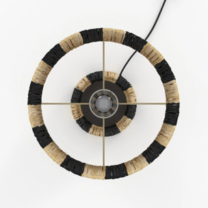 Lampe rayée noire en feuille de palmier - Soléa