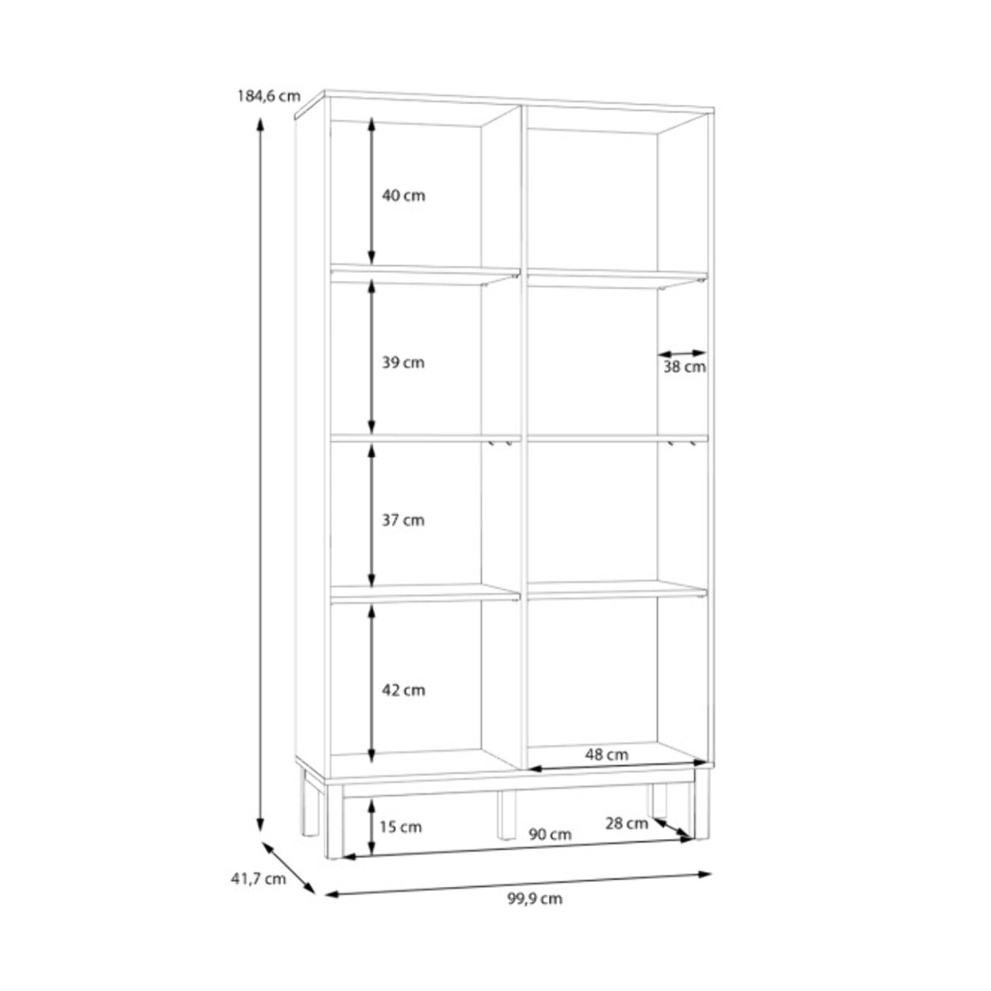 Armoirette décor chêne et gris clair vitrée 185 cm 2 portes - PENNY