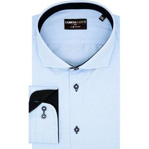 Camicia Uomo 1 Bottone Francese Slim Cotone Stretch Stampato Inchiostro e Nero