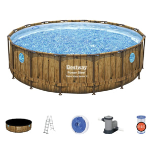 Piscine tubulaire ronde Ø 4,88 x 1,22 m aspect bois POWER STEEL SWIM VISTA de Bestway