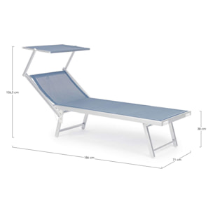 Set di 2 lettini prendisole TURQUETA in alluminio bianco e textilene blu, pieghevole