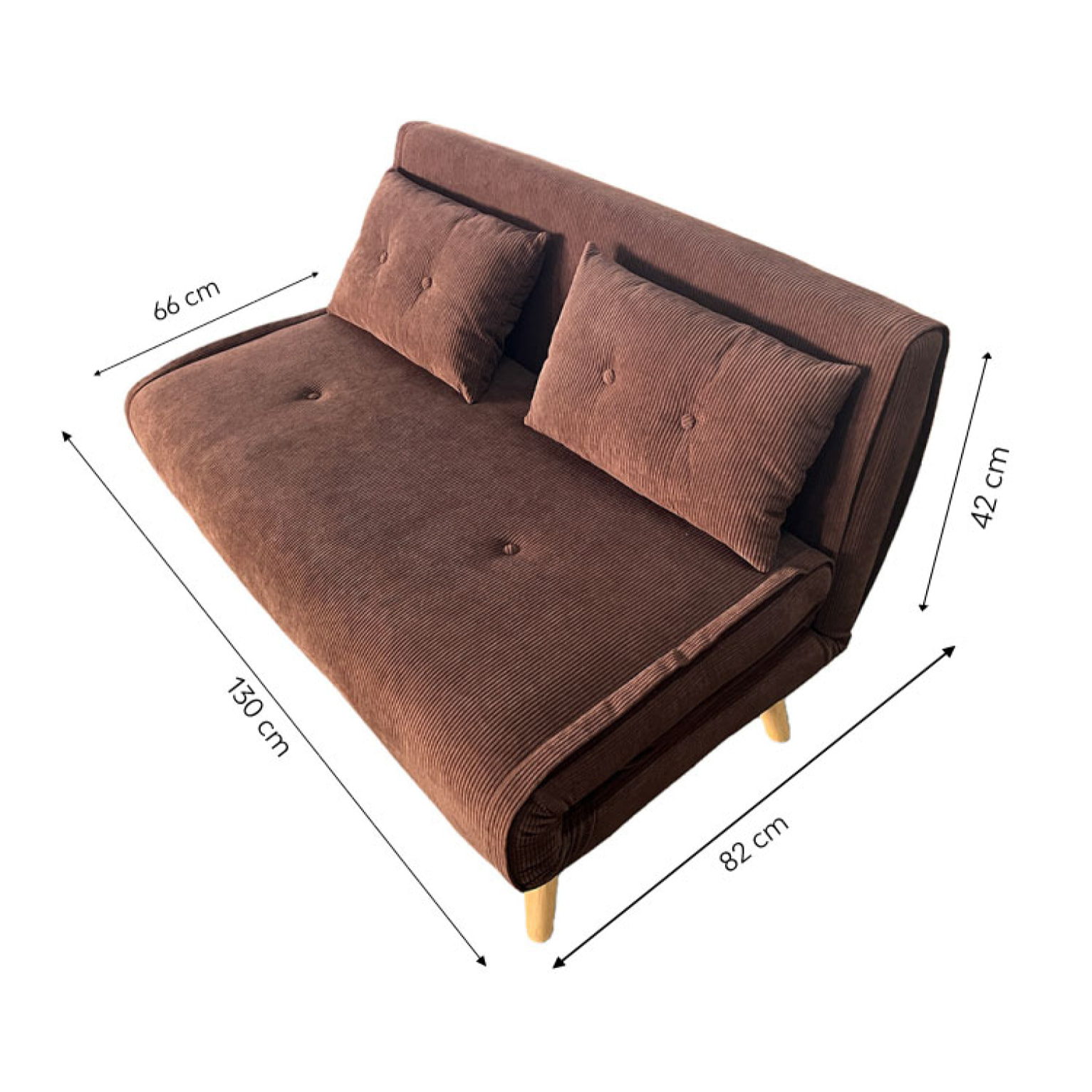 LIPIK Canapé convertible en velours côtelé chccolat 2 places
