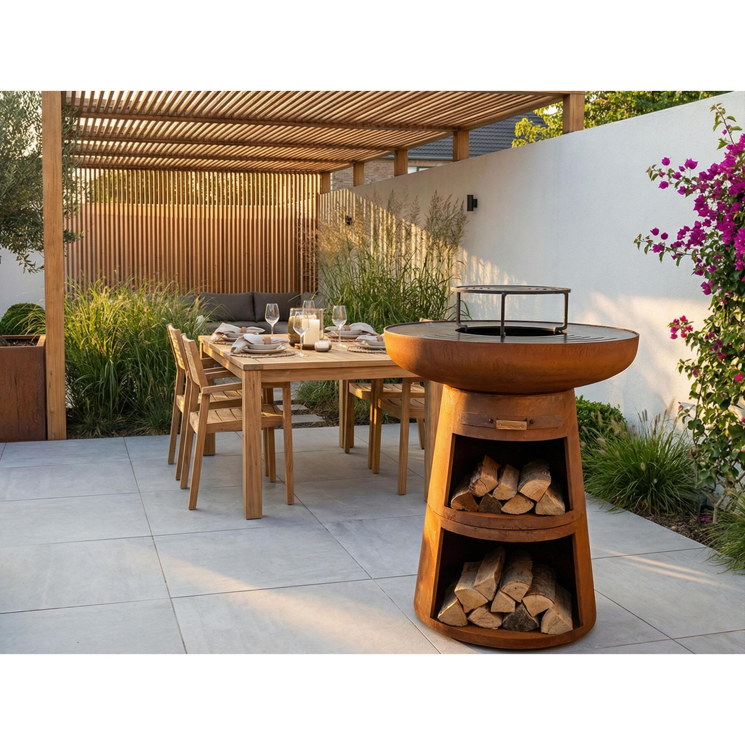 Barbacoa redonda con plancha de acero redonda y grill EFP55RCO PURLINE  W