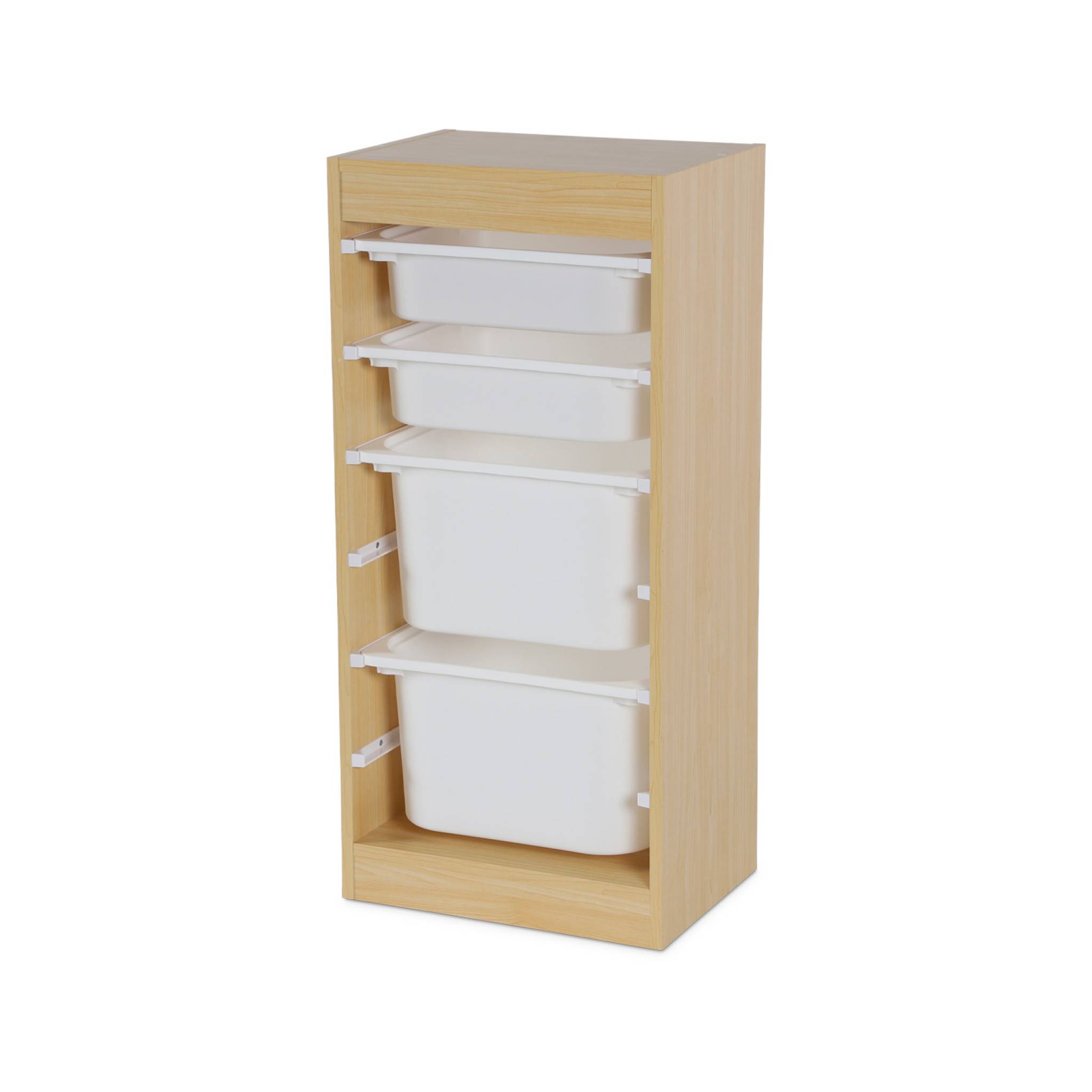 Meuble de rangement enfant 4 bacs de rangement. 41.5 x 30 x 89cm (Lot de 2) naturel