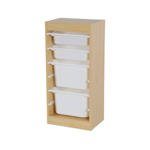Meuble de rangement enfant 4 bacs de rangement. 41.5 x 30 x 89cm (Lot de 2) naturel