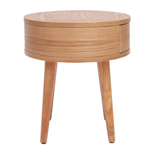 Table de chevet ronde en bois clair avec tiroir JUDITH