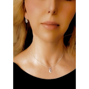 Conjunto collar y pendiente dormilona en plata 10µ gun y cristal Sw _random