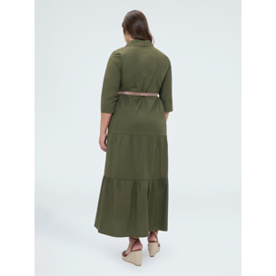 Fiorella Rubino - Vestido camisero Power en viscosa - Verde militare
