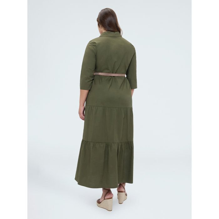 Fiorella Rubino - Vestido camisero Power en viscosa - Verde militare