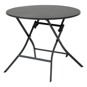 Table de jardin pliante ronde "Greensboro" graphite 4 places en acier