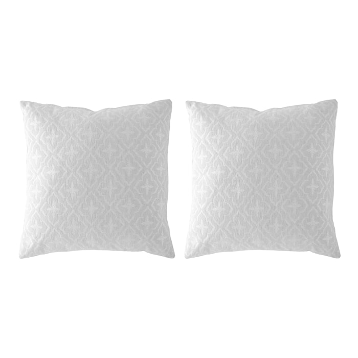 Lote de 2 fundas de cojín jacquard BRENTA-B 50x50 cm Blanco