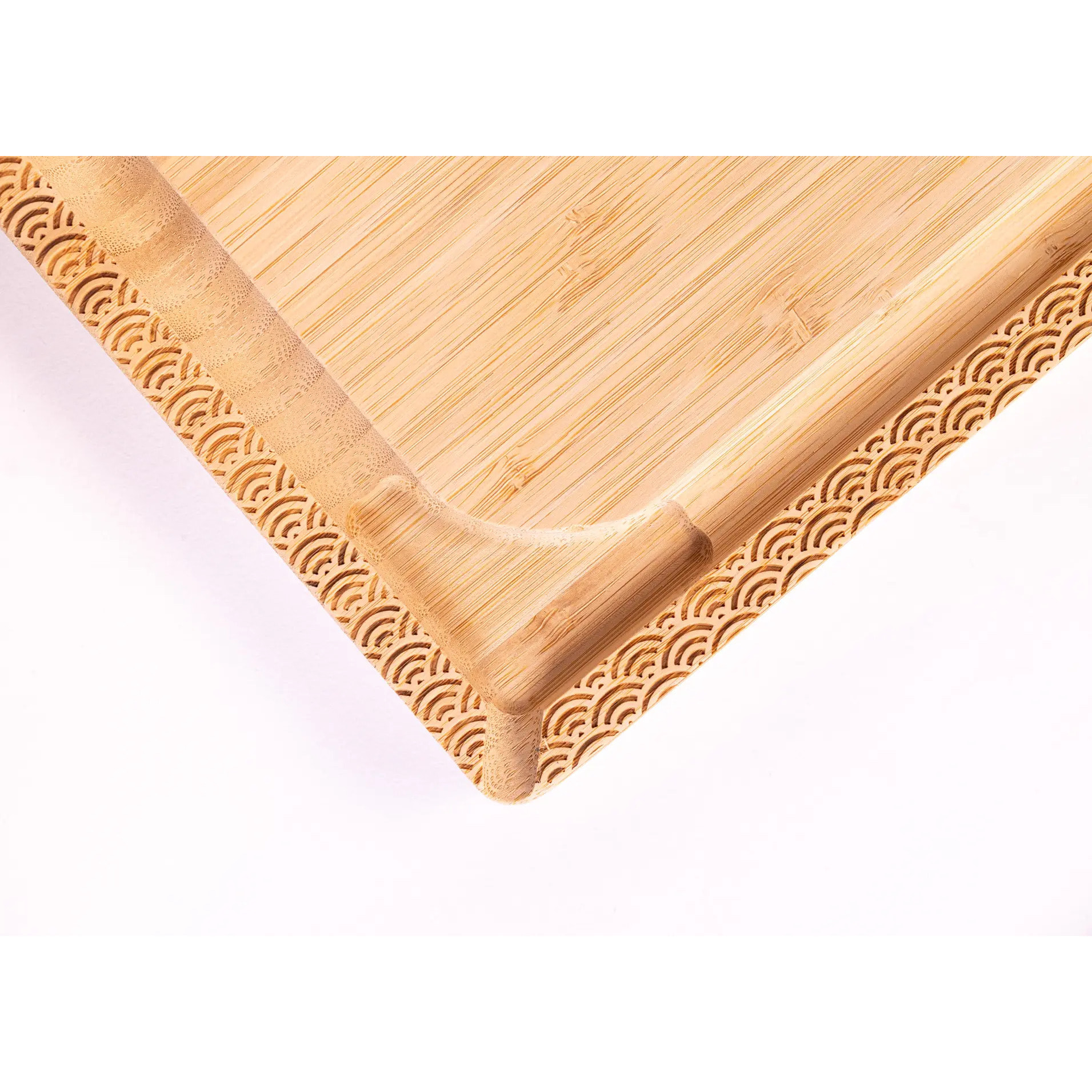 Tagliere in bambù (motivo ondulato) | Naturalmente antibatterico e antifungino (40 × 30 × 2 cm)