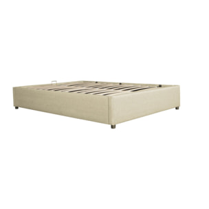 Lit coffre avec sommier Otto - Beige - Tissu