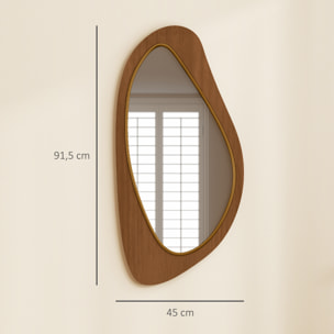 Miroir mural organique cadre bois naturel 45 x 91 cm