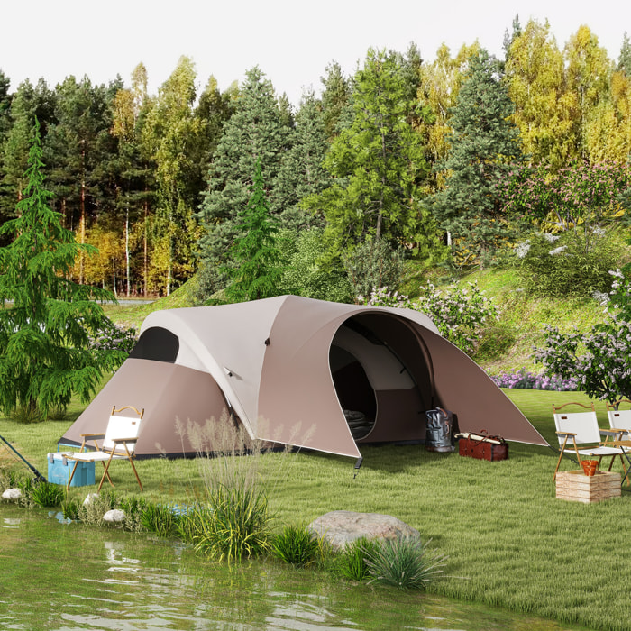 Tente de camping familiale 5-6 pers. étanchéité 3000 mm sac coloris café