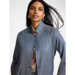 Elena Mirò - Giacca boxy in lino effetto denim - Blu