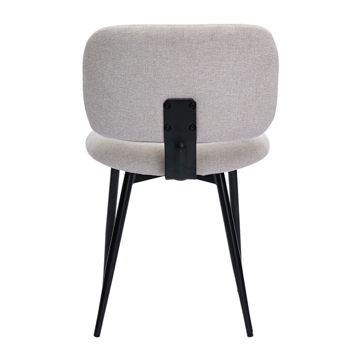 Chaises en tissu effet velours texturé beige et métal noir (lot de 2) ATRIUM