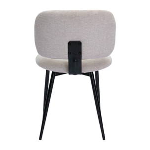 Chaises en tissu effet velours texturé beige et métal noir (lot de 2) ATRIUM