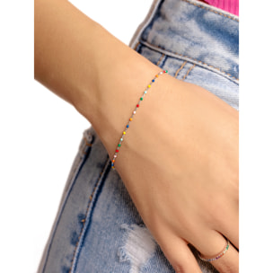 Pulsera Dots Colors Enamel Plata