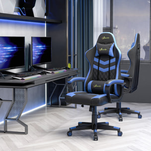 Silla Gaming de Oficina Ergonómica Altura Ajustable Azul