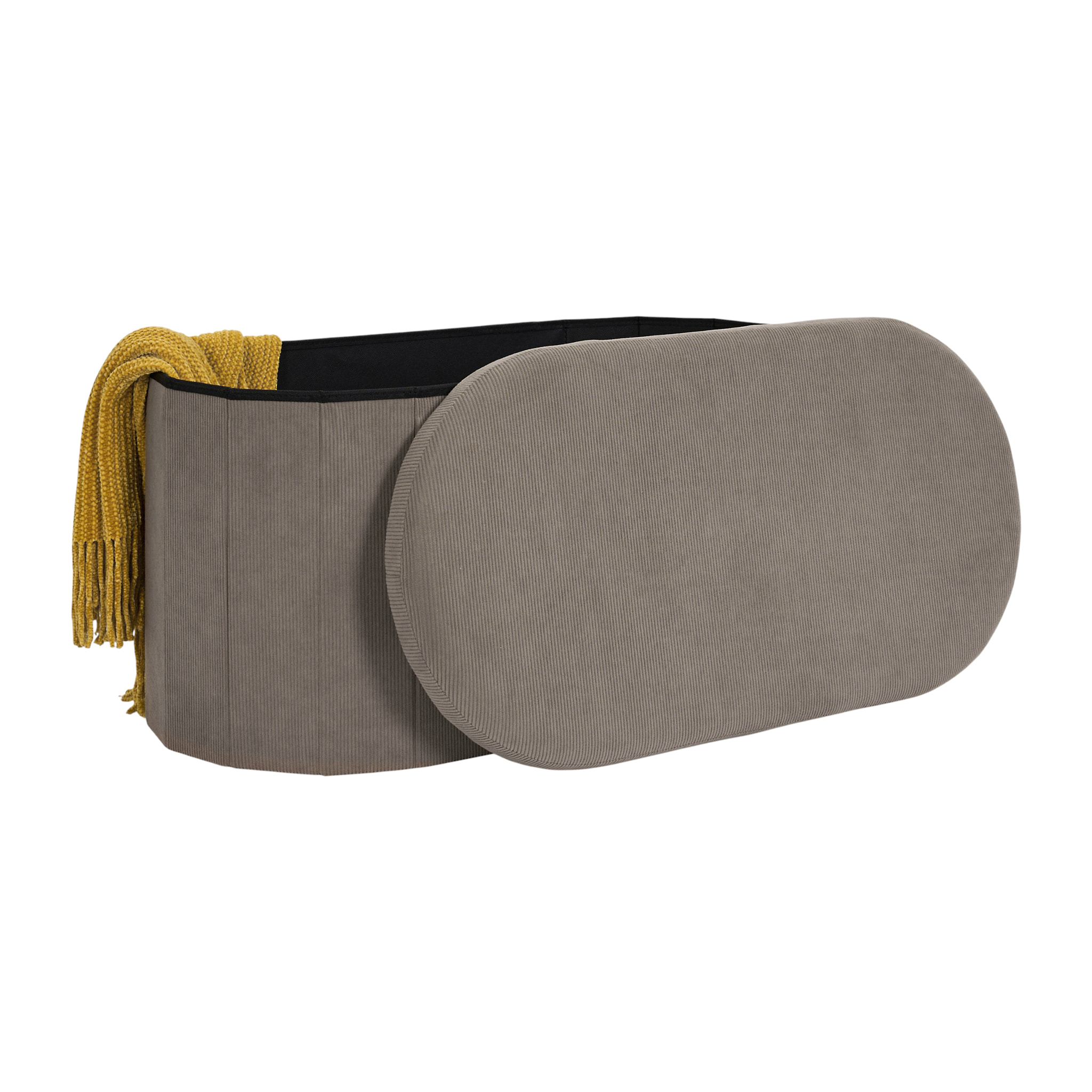 Coffre Banc Pliable - HOME DECO FACTORY - Jules - Tissu Côtelé - Marron