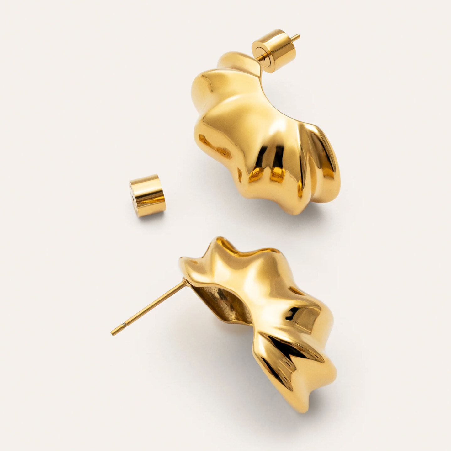 Pendientes Aro Puff Acero Baño Oro