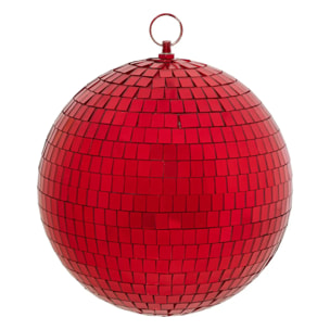 Boule disco verre D.20cm rouge