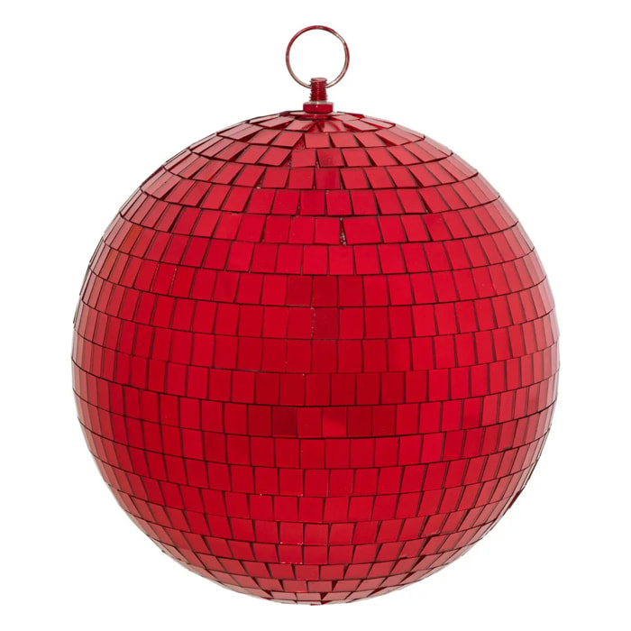 Boule disco verre D.20cm rouge