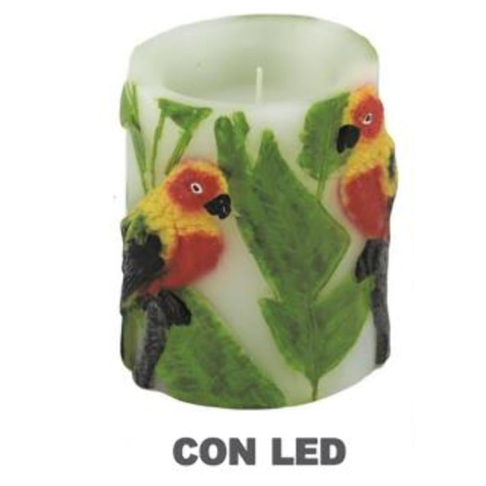 Candela con led pappagallo cmø8h10